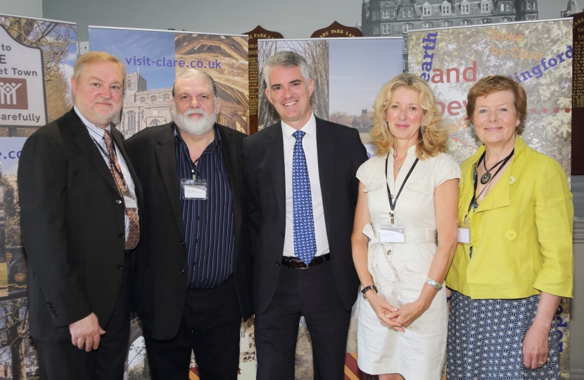 Cllr Alaric Pugh, Cllr Paul Bishop. James Cartlidge MP, Susan Moore and Cllr Mary Evans at the launch of Visit Clare