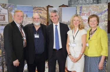 Cllr Alaric Pugh, Cllr Paul Bishop. James Cartlidge MP, Susan Moore and Cllr Mary Evans at the launch of Visit Clare